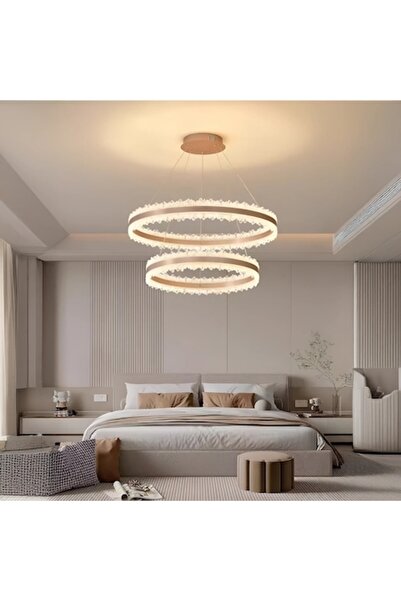 OEM Lustra LED suspendata cu Telecomanda FOSCO Duo 126W, Rece/Calda/Neutra, Dimabila, Reglabila, Auriu