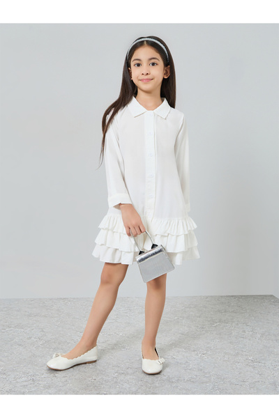 Styli Girls White Ruffle A-Line Mini Dress