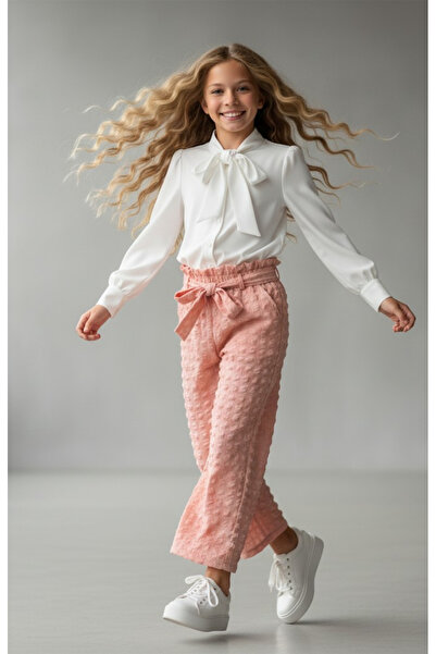 FESSHERA KİDS Set de pantaloni cu picioare largi talie înaltă pentru fete, cu...