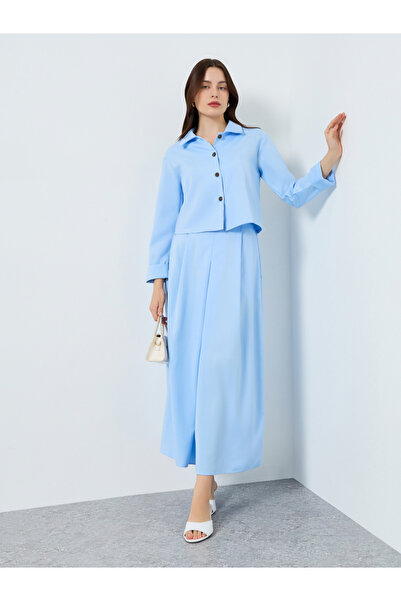 Styli Solid Casual Top and A-Line Maxi Skirt Set