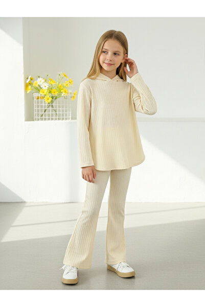 Take Two By Styli Girl's Solid Hoodie Sweatshirt With Pants Set