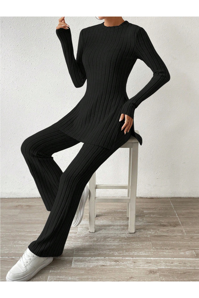 Take Two By Styli Women Textured Knit Top and Pants Co-Ords