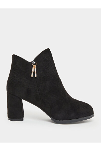 Take Two By Styli Women Black Suede Block Heel Ankle Boots