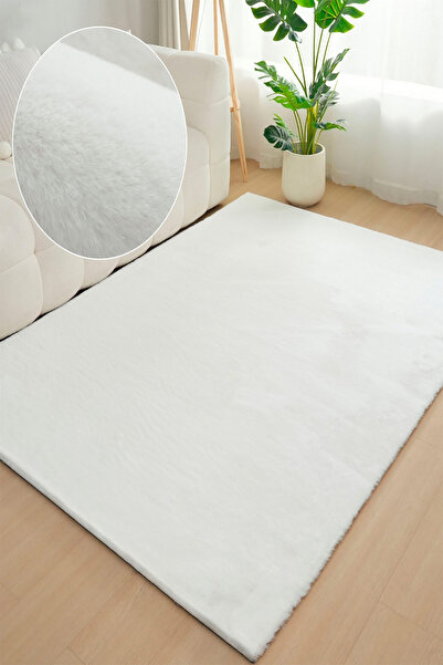 HaLıFoRuM Tavşan Tüyü Premium Kalite Tüy Dökmez Kaydırmaz Post Halı Düz Kesim