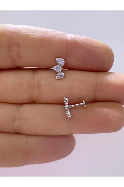 Arescollection 1 adet zirkon taşlı tragus helix conch lobe uyumlu piercing