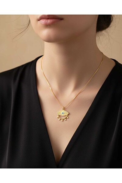 BS JEWELRY قلادة عين الشر الفولاذية للنساء