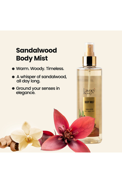 Lavory Beauty Sandalwood Body Mist – Woody, Warm, Irresistibly Calm - Long-Lasting Parfum- For Women (250 ML x 3)