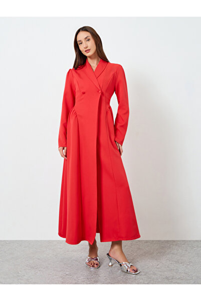 Take Two By Styli Women Fitted Waist Button A-Line Maxi Dress