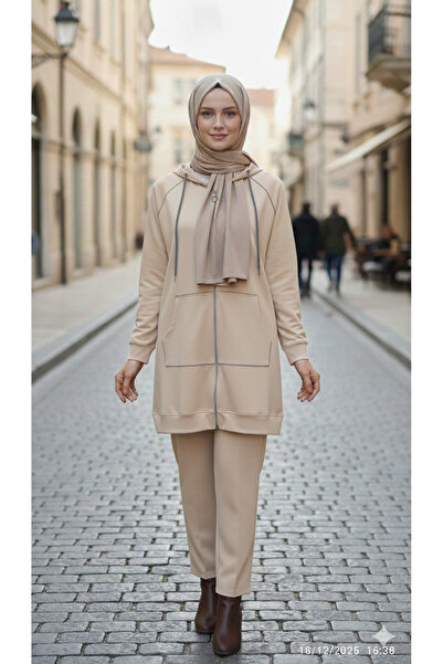 azram TUNİK Fermuarlı li çizgi detaylı KAP TUNİK CEKET