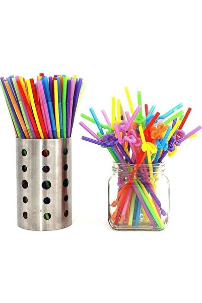 VİO Pack of 100 Vibrant Flexible Drinking Straws