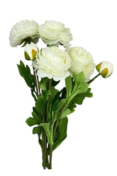 Nettenevime Yapay Çiçek Şakayık Çiçeği Beyaz Renk 2 Çiçek 1 Tomurcuk 50Cm