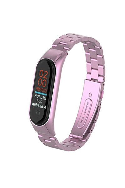 NewFace 1614107747 سوار شاومي مي باند 4 المعدني (210741) - وردي