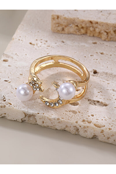 Take Two By Styli Rhinestone Faux Pearl Embellished Ring