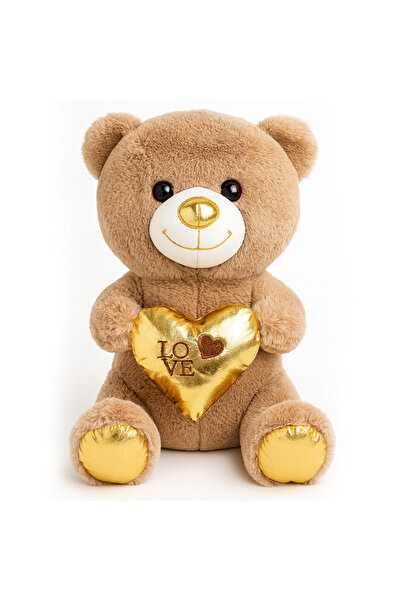 Intrio Peluş Altın Serisi Ayıcık 35 cm | Kalpli Yumuşak