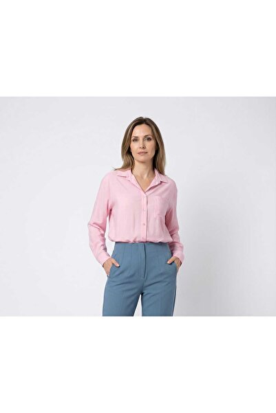 LOVE TEK CEPLİ KETEN GÖMLEK PEMBE RENK XL BEDEN