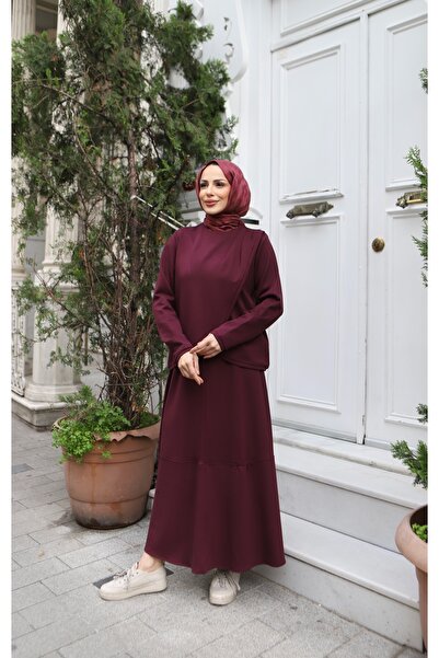 NİSUM MODA Modal Suit with Cross-Cut Skirt