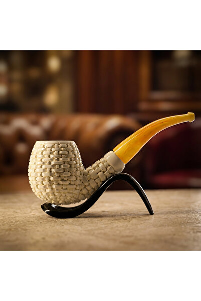 Altınışık Lületaşı El Oyması Lületaşı Pipo | Sepet Tasarım, 9mm Filtre Uyumlu, Akrilik Ağızlık, Kutulu