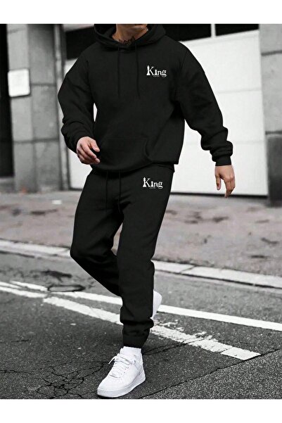 zeag Φούτερ με κουκούλα με τυπωμένο λογότυπο king, μαύρο, με σχέδιο στο κάτω ...
