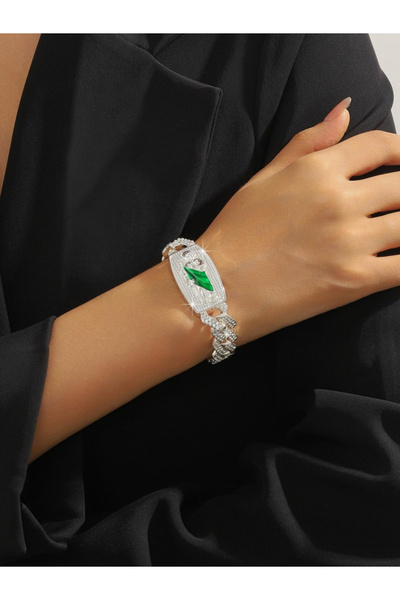 Take Two By Styli Rhinestone Geometric Inlaid Bracelet