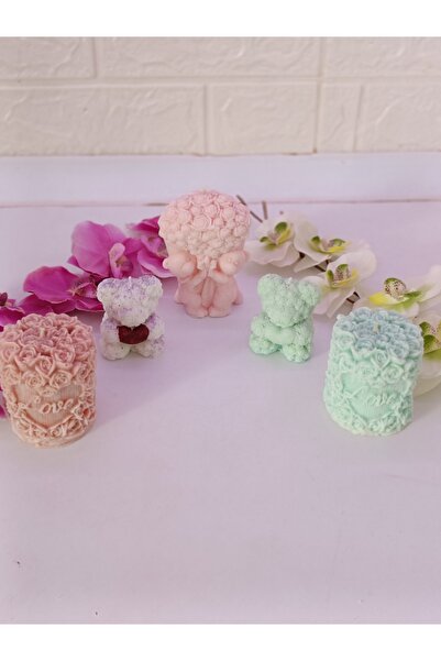 Tasarım Gamzeli 5 ı bir arada mum hediyelik mum