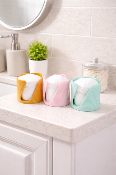 3D 3dDTASARIM Disk Pamukluk Organizeri Makyaj Pamuk Kutusu GOLD PEMBE YEŞİL 3...