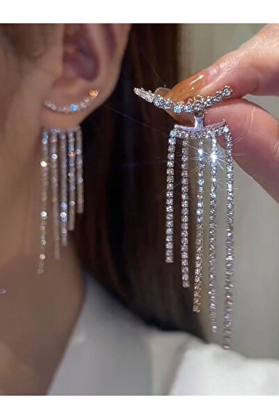 Take Two By Styli أقراط بشرابة مرصعة بأحجار الراين