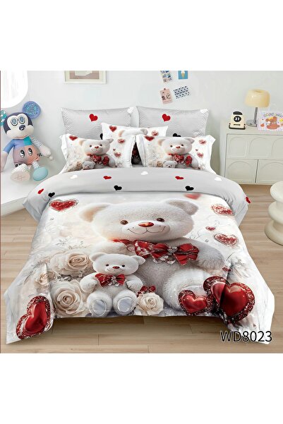 lumixauto Double bed linen, FINET, 5D Digital Print, with Elastic, 4 pieces, WD8023