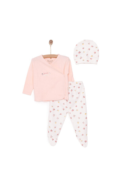 Bebbek Kız Bebek Zıbın-Şapka-Patikli Alt Peter Pan Collar