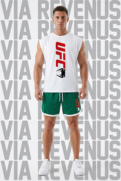 Vordevia Set combinat de tricou fără mâneci UFC cu imprimeu negru și pantalon...