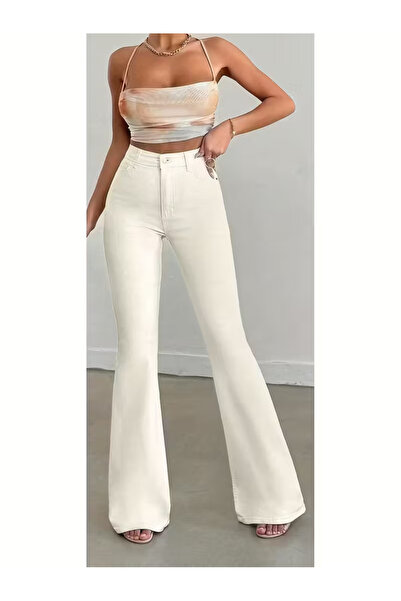 Afilva Amanda Kadın Flare Yüksek Bel İspanyol Paça Jeans Denim Kot Pantolon