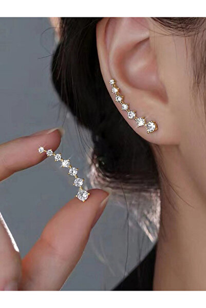 Take Two By Styli أقراط سوار مرصعة بأحجار الراين بدون ثقب