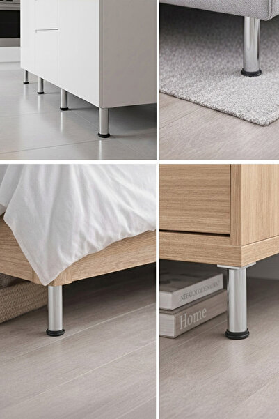 BERFİNO Krom Mobilya Ayağı 32 mm Çap 100 mm Yükseklik – 4’lü Paket (1116/100-...