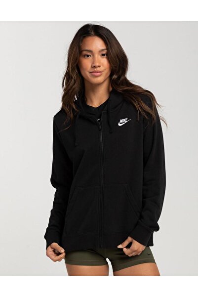 Nike W Club Flc Fz Hoodie Std Kadın Kapüşonlu Zip Ceket DQ5471-010