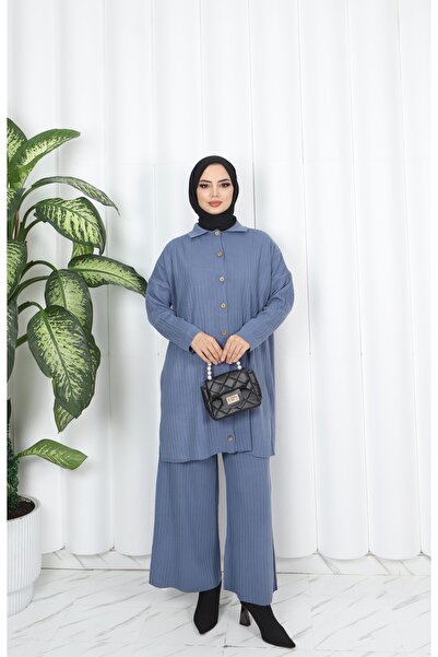 NİSUM MODA Buttoned Knitwear Trouser Suit