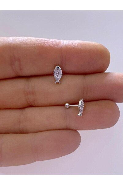 Arescollection 1 adet zirkon taşlı balık tragus helix lobe uyumlu piercing