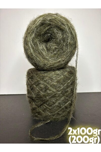 Ana&Kuzusu İplik Yağ yeşili (2 kat) ince elit moher, gold sim (3 kat sarım) k...