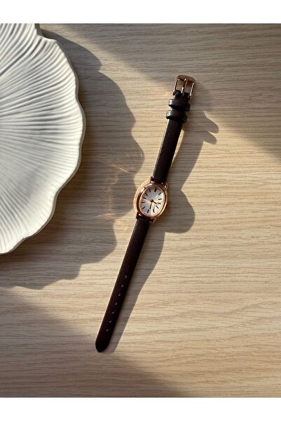 rubsey Retro Minimal Leather Cord Vintage Women's Wristwatch Brown