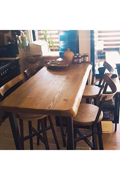 ASYACRAFT Ahşabın Büyüsü Ahşap Bar Masası Seti