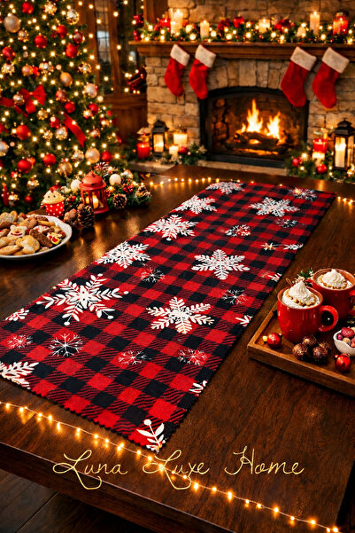 Luna Luxe Home Yeniyıl Özel Tasarım Yılbaşı Temalı Dijital Baskı Kadife Kumaş...