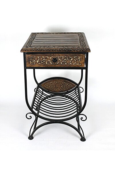 Otantik Çarşı Ahşap Komodin Etajer Gazetelikli 40x40x69 cm. KNA580-2