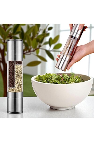 OEM 2 in 1 Manual Salt and Pepper Grinder, Stainless Steel, Adjustable, With Ceramic Rotor, Spice Bottle