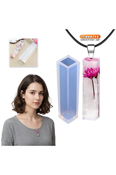Getshopmini Epoksi Kare Kolye Kalıbı Takı Kalıbı Silikon 5x1.5cm