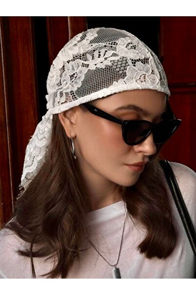 VENÜS MODA by Pınar Lace Bandana White Lace Bandana