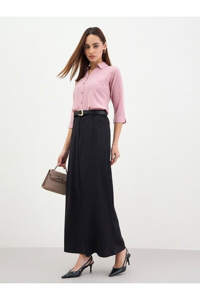 Styli Women Solid Tailored Maxi Skirt