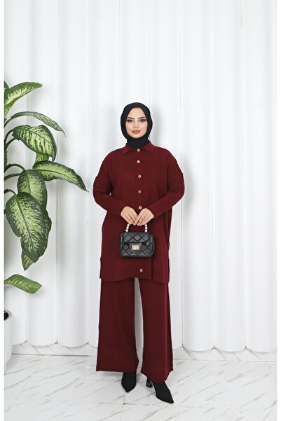 NİSUM MODA Buttoned Knitwear Trouser Suit