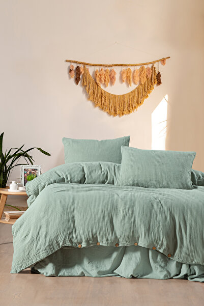 First Choice Henna %100 Pamuk Nevresim + 3 Kat Müslin Çarşaflı Çift Kişilik N...