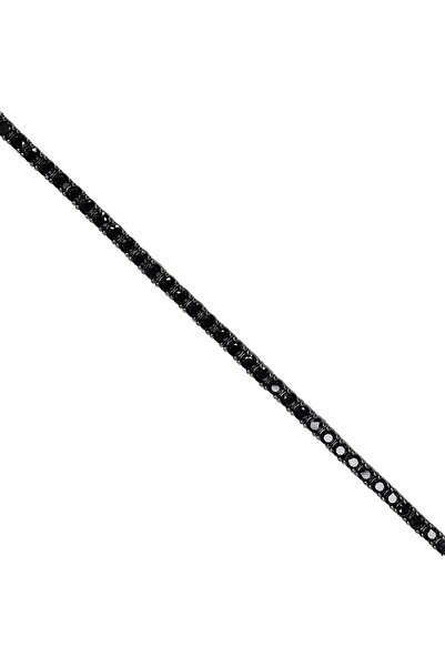 Sln Gümüş Unisex Siyah Taşlı Su Yolu Bileklik-20