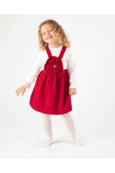 Melekpare Baby Girl Children's Velvet Dress with Straps, Detailed Long Sleeve...