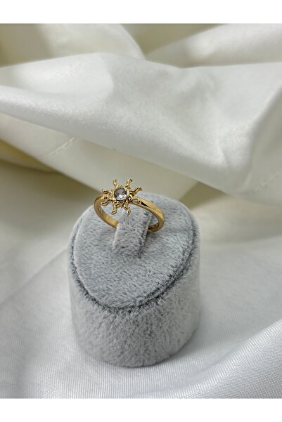 divakse خاتم فولاذي ذهبي مرصع بحجر الزركون اللامع على شكل الشمس