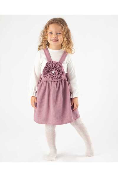 Melekpare Βελούδινο φόρεμα για κοριτσάκια με λουράκια, με λεπτομέρεια, μακρυμ...